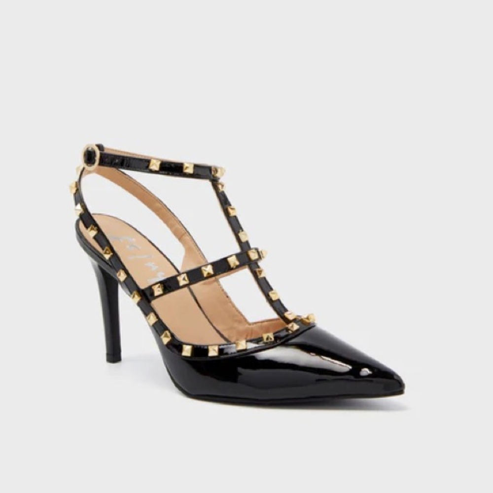 French Sole Elodie Studded Black Heels new in box